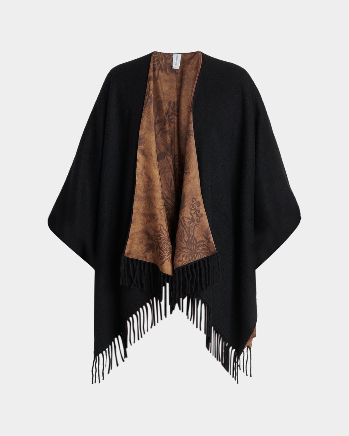FERRAGAMO Floral Reversible Cashmere and Silk Cape