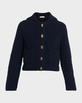 FERRAGAMO Gancini Sailor Collar Wool-Cashmere Cardigan