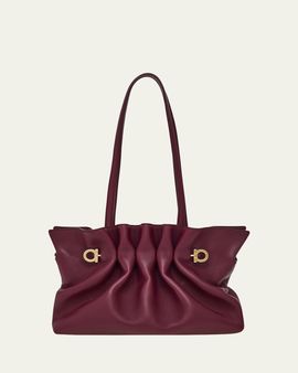 Ferragamo Gancio Pin Soft Leather Shoulder Bag