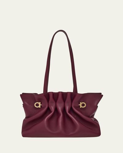 Ferragamo Gancio Pin Soft Leather Shoulder Bag