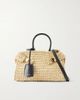 FERRAGAMO Hug leather-trimmed raffia mini shoulder bag - 1