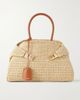 FERRAGAMO Hug leather-trimmed raffia top-handle bag - 1