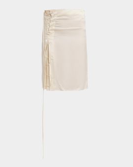FERRAGAMO Lace-Up Satin Knee-Length Skirt