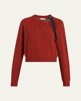 Ferragamo Leather-Strap Cutout Cashmere Sweater