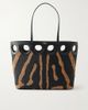 FERRAGAMO Leather-trimmed raffia tote - 1