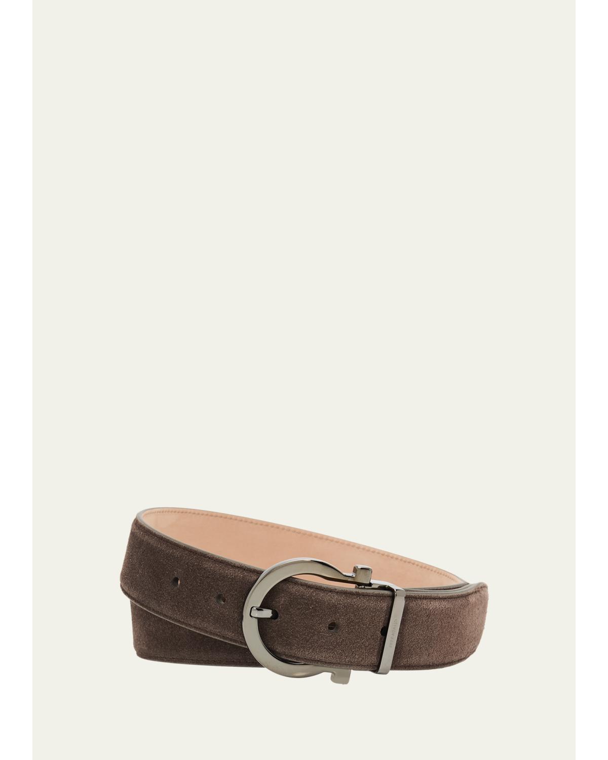 FERRAGAMO Men's Leather Gancio-Buckle Belt