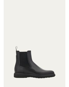 FERRAGAMO Men's Leather Rubber-Sole Chelsea Boots