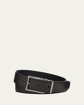 Ferragamo Men's Reversible Double Adjustable Hammered Leather Belt