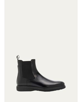 FERRAGAMO Men's Santo Leather Rubber-Sole Chelsea Boots
