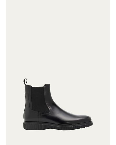 FERRAGAMO Men's Santo Leather Rubber-Sole Chelsea Boots