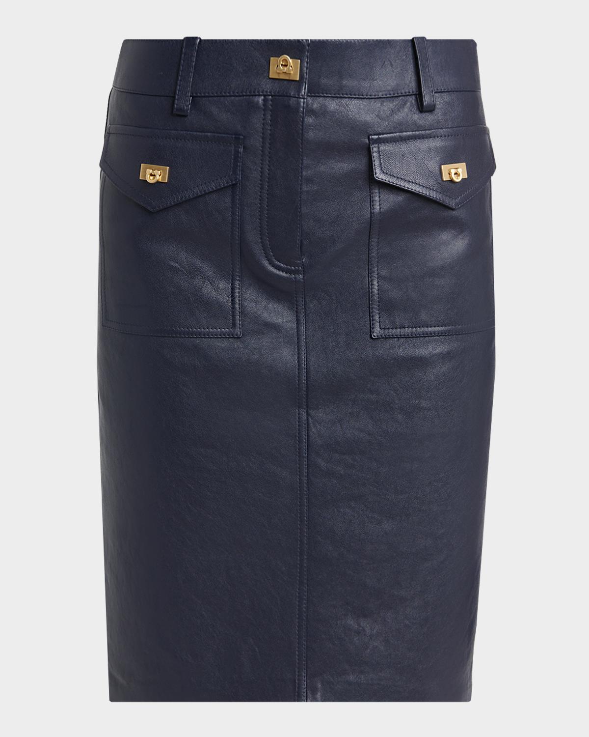 FERRAGAMO Nappa Leather Knee-Length Skirt