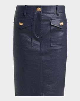 FERRAGAMO Nappa Leather Knee-Length Skirt