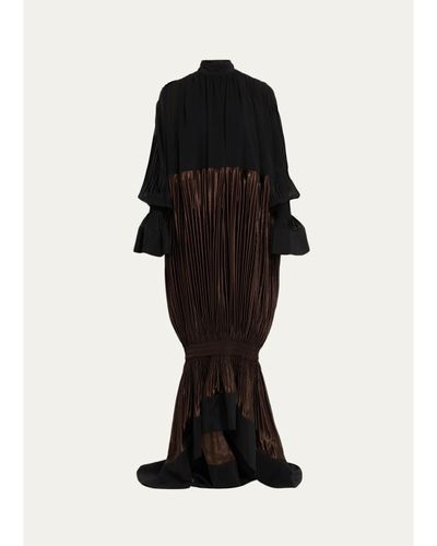 FERRAGAMO Plunging Fluid Lamé Balloon Mermaid Gown