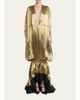 FERRAGAMO Plunging Fluid Lamé Balloon Mermaid Gown - 2