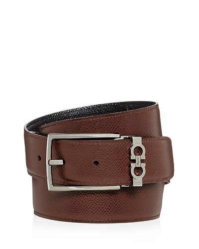 Ferragamo Salvatore Ferragamo Men's Gancini Keeper Reversible Leather Belt