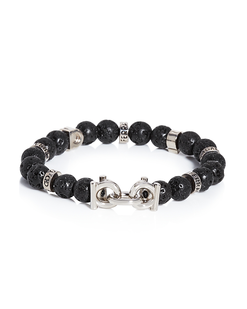 Ferragamo Salvatore Ferragamo Men's Gancini Lava Beads Bracelet
