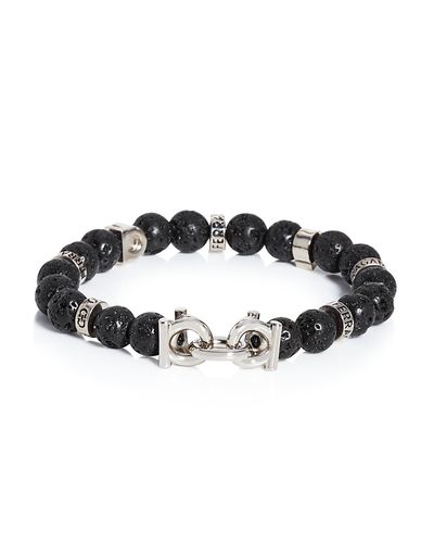 Ferragamo Salvatore Ferragamo Men's Gancini Lava Beads Bracelet