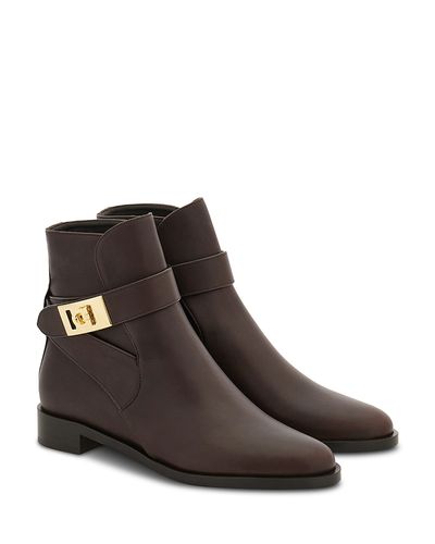 Ferragamo Salvatore Ferragamo Women's Hug Buckle Leather Ankle Boots