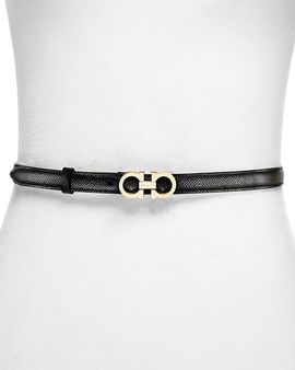 Ferragamo Salvatore Ferragamo Women's Skinny Gancini Leather Belt