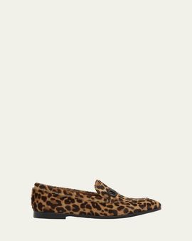 Ferragamo Soldy Leopard Calf Hair Loafers