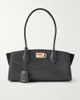 FERRAGAMO Studio East West suede-trimmed textured-leather shoulder bag - 1