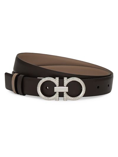 FERRAGAMO Women's Donna Knurled Gancini Reversible Leather Belt