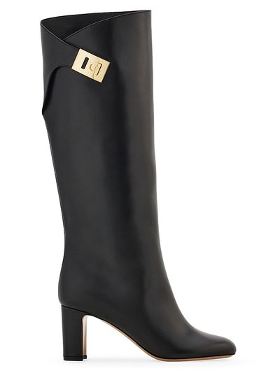 FERRAGAMO Women's Elli 70MM Hug Buckle-Detail Leather Boots