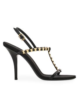 FERRAGAMO Women's Estea 95MM Vara-Chain Leather T-Strap Sandals