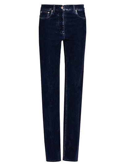 FERRAGAMO Women's Flocked High-Rise Straight-Leg Jeans