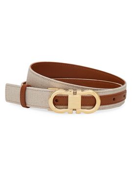 FERRAGAMO Women's Gancini Buckle Linen-Blend Belt