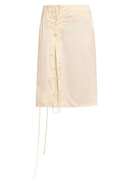 FERRAGAMO Women's Lace-Up Satin Knee-Length Skirt