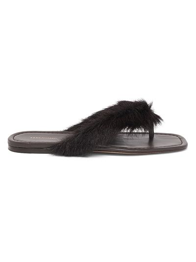 FERRAGAMO Women's Loly Faux Fur-Trim Leather Sandals