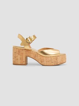 FERRAGAMO Women's Nerea 75MM Metallic Leather Platform Sandals