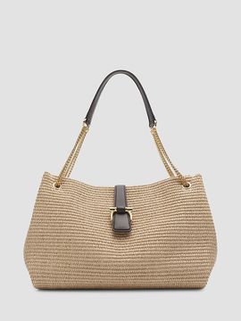 FERRAGAMO Women's New Line Raffia Tote Bag