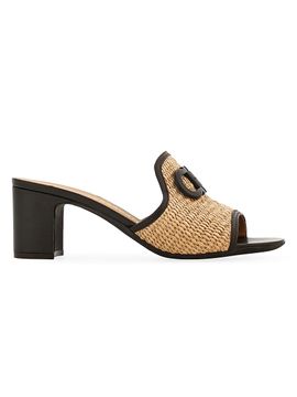 FERRAGAMO Women's Rexy 55MM Raffia Block-Heel Mules