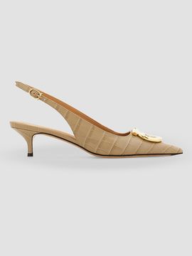 FERRAGAMO Women's Sara 40MM Croc-Print Leather Slingback Pumps