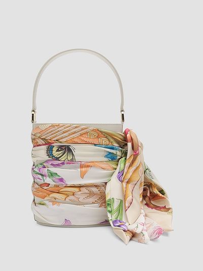 FERRAGAMO Women's Scarf-Wrapped Mini Leather Bucket Bag