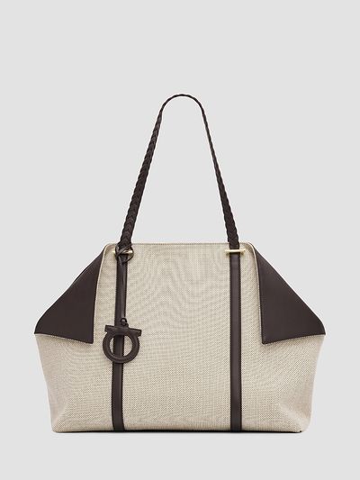 FERRAGAMO Women's Scarf Braided Leather-Trimmed Tote Bag