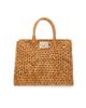 FERRAGAMO Women's Studio Box Open-Weave Raffia Top-Handle Bag - 8