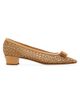 FERRAGAMO Women's Vara 2.0 30MM Embroidered Mesh & Leather Pumps - 1