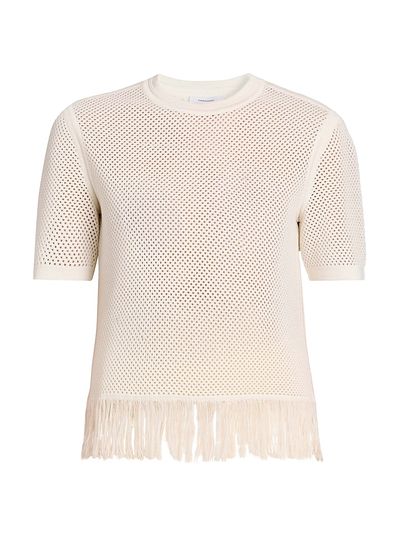 FERRAGAMO Women's Virgin Wool Mesh-Knit Fringe Sweater