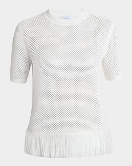 Ferragamo Wool Mesh Knit Short-Sleeve Sweater
