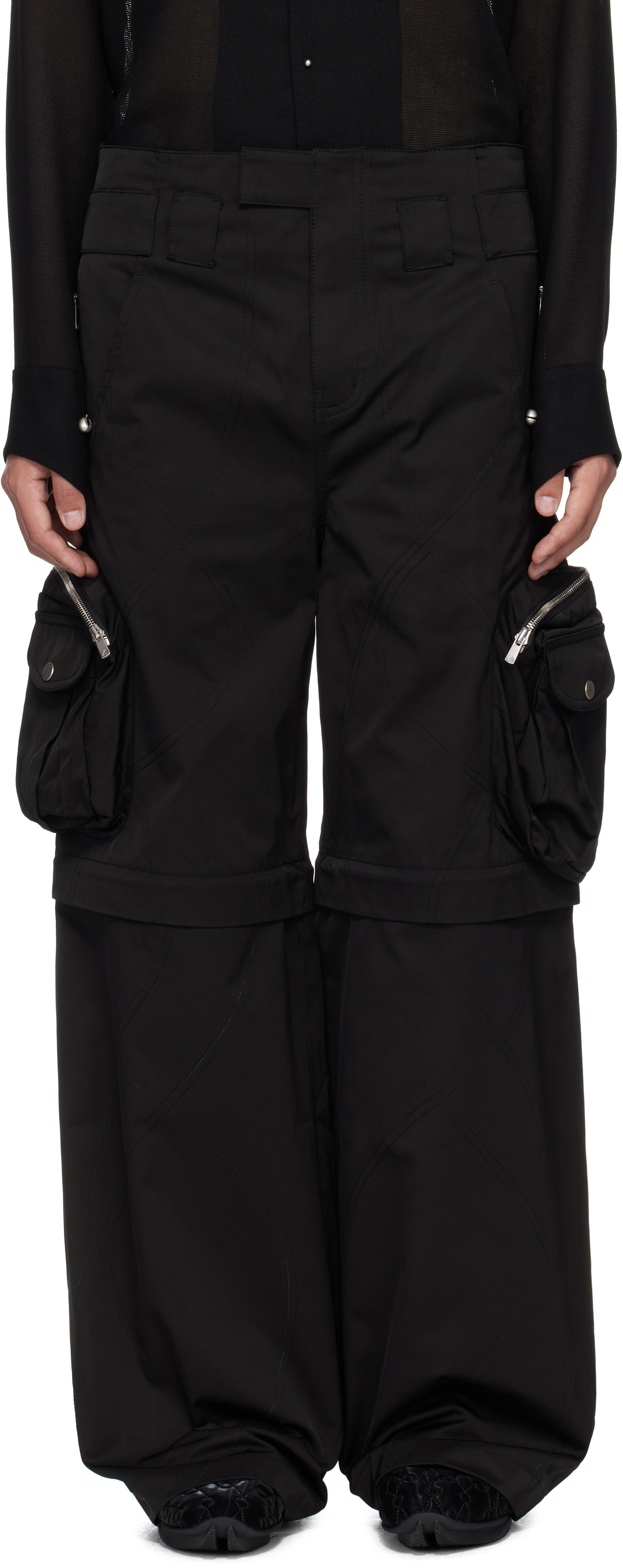 FFFPOSTALSERVICE - Black 3-Way Zip Cargo Pants