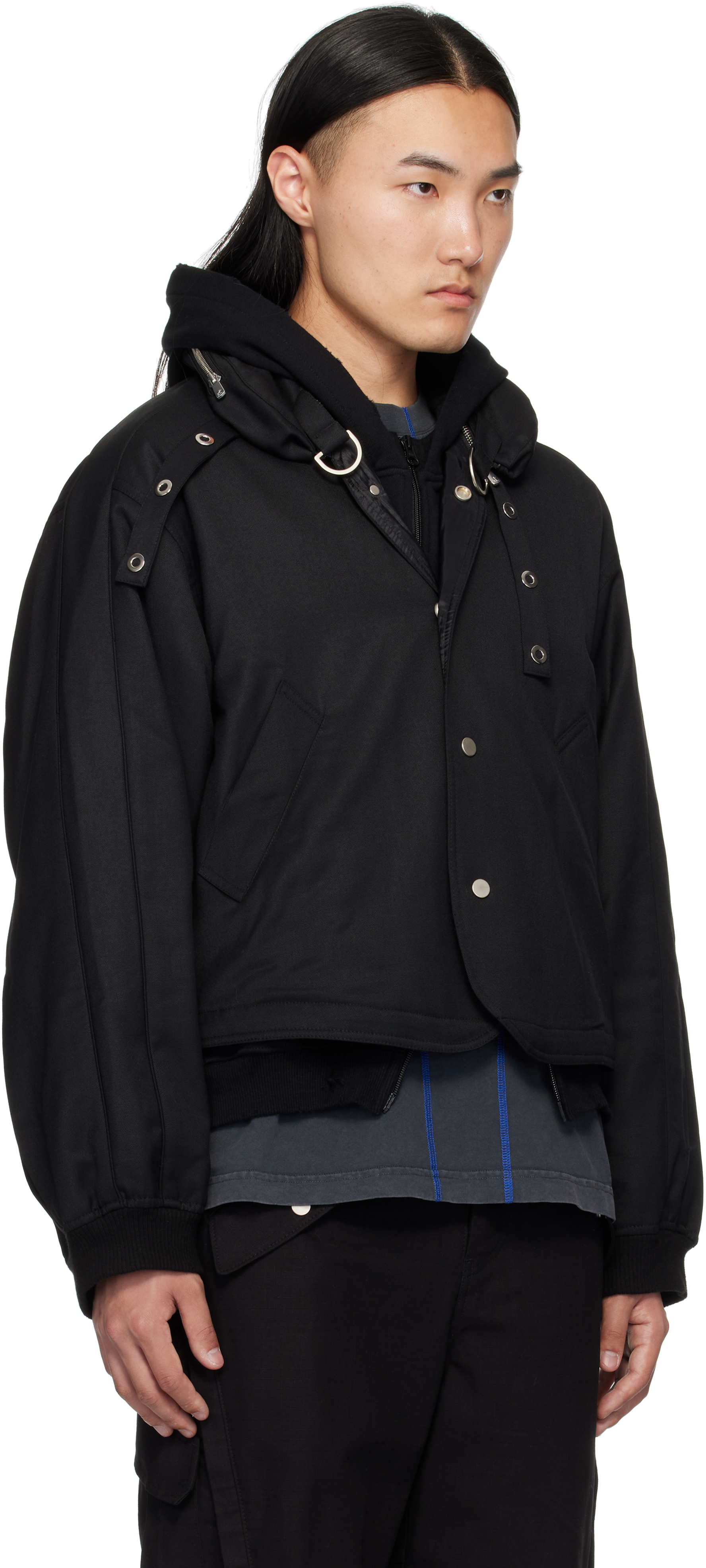 FFFPOSTALSERVICE - Black Reia Hooded Parachute Jacket