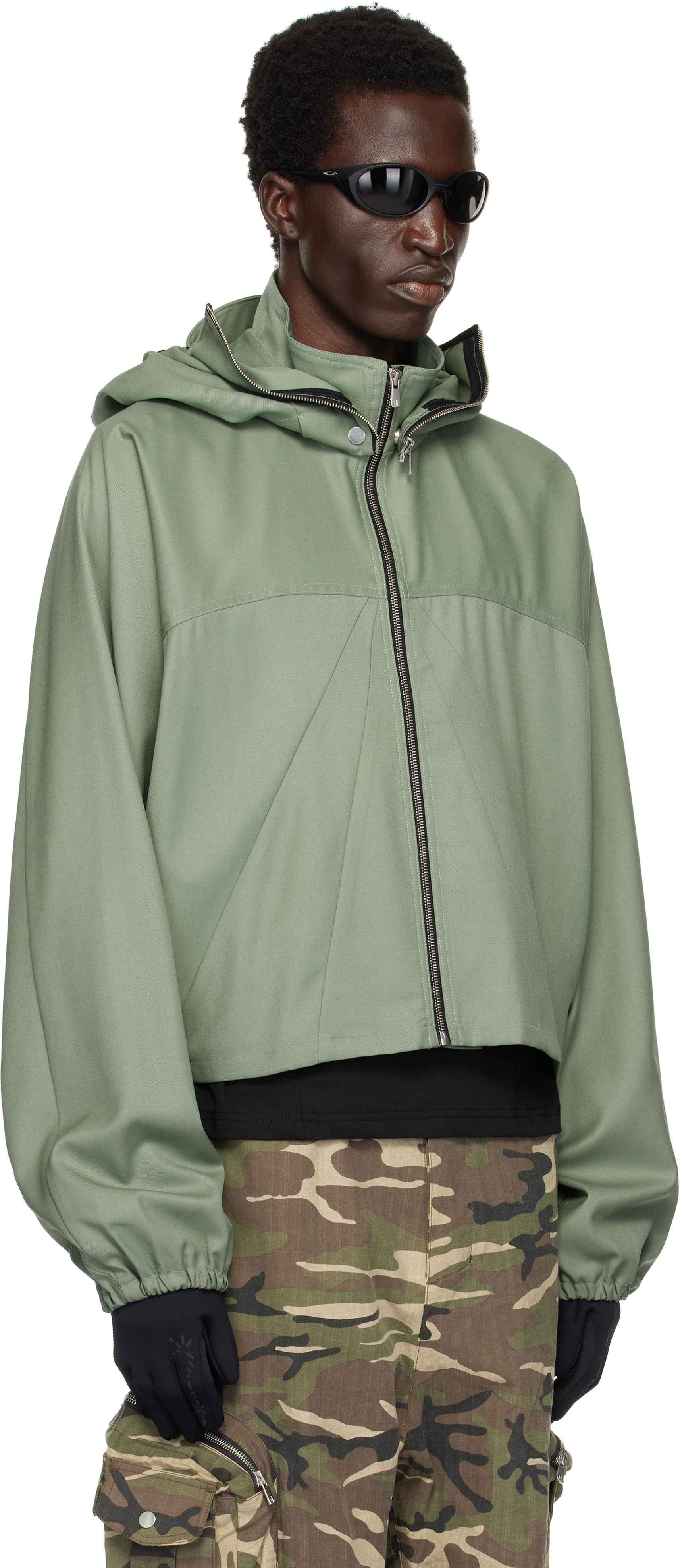 FFFPOSTALSERVICE - Khaki Parachute Hooded Cropped Jacket