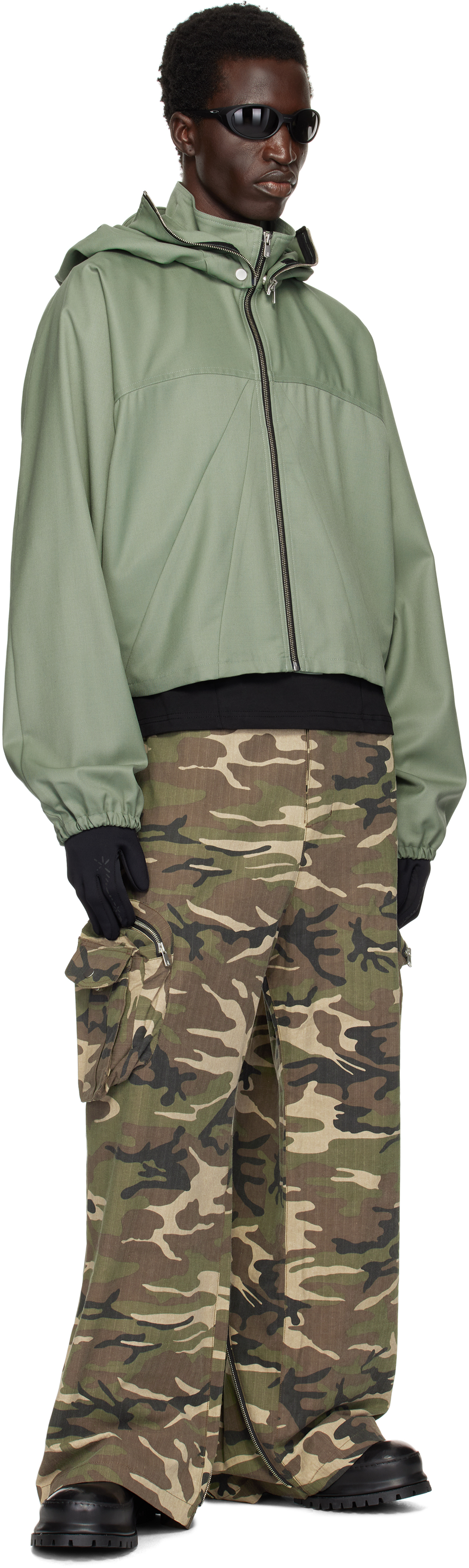 FFFPOSTALSERVICE - Khaki Parachute Hooded Cropped Jacket