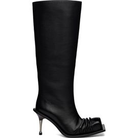 FIDAN NOVRUZOVA FIDAN NOVRUZOVA Black Stiletto Heel Classic Square Toe Boots