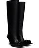FIDAN NOVRUZOVA FIDAN NOVRUZOVA Black Stiletto Heel Classic Square Toe Boots - 4