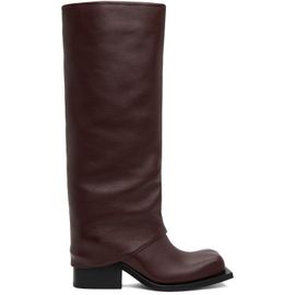FIDAN NOVRUZOVA FIDAN NOVRUZOVA Burgundy Havva Chunky Heel Trouser Boots