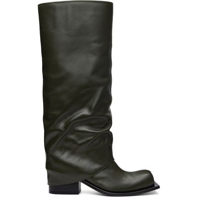 FIDAN NOVRUZOVA FIDAN NOVRUZOVA Khaki Havva Chunky Heel Tall Boots